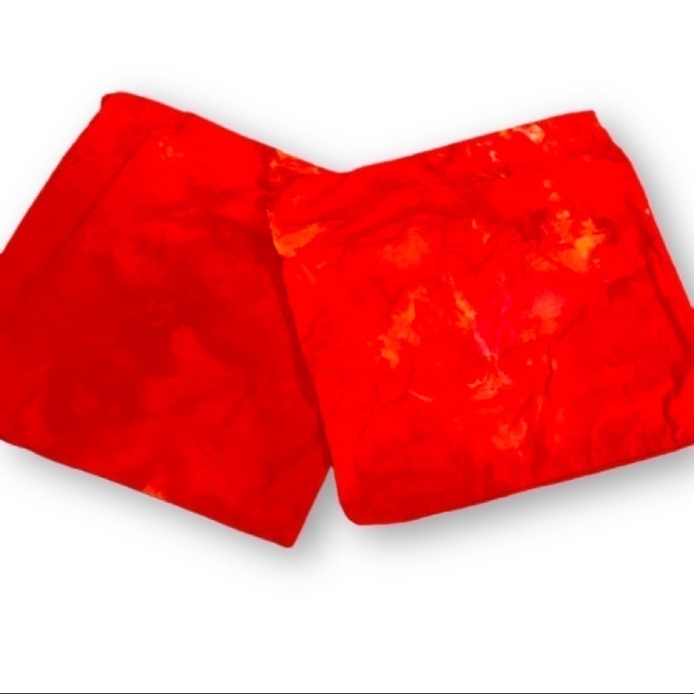 Pair of tie dye pillow covers immersion dye 15" pillow covers red galaxy fire